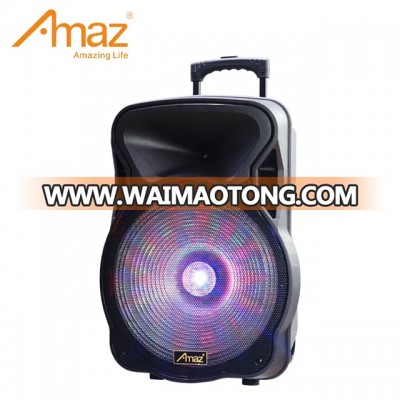 OEM New Product 15 Inch 12V/12A Battery Active Sound System Portable Trolley Speaker for Karaoke